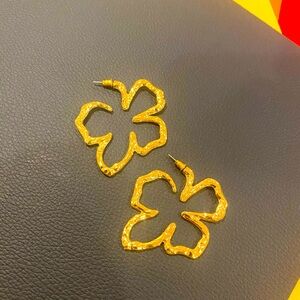 Gold Floral Hoop Earrings